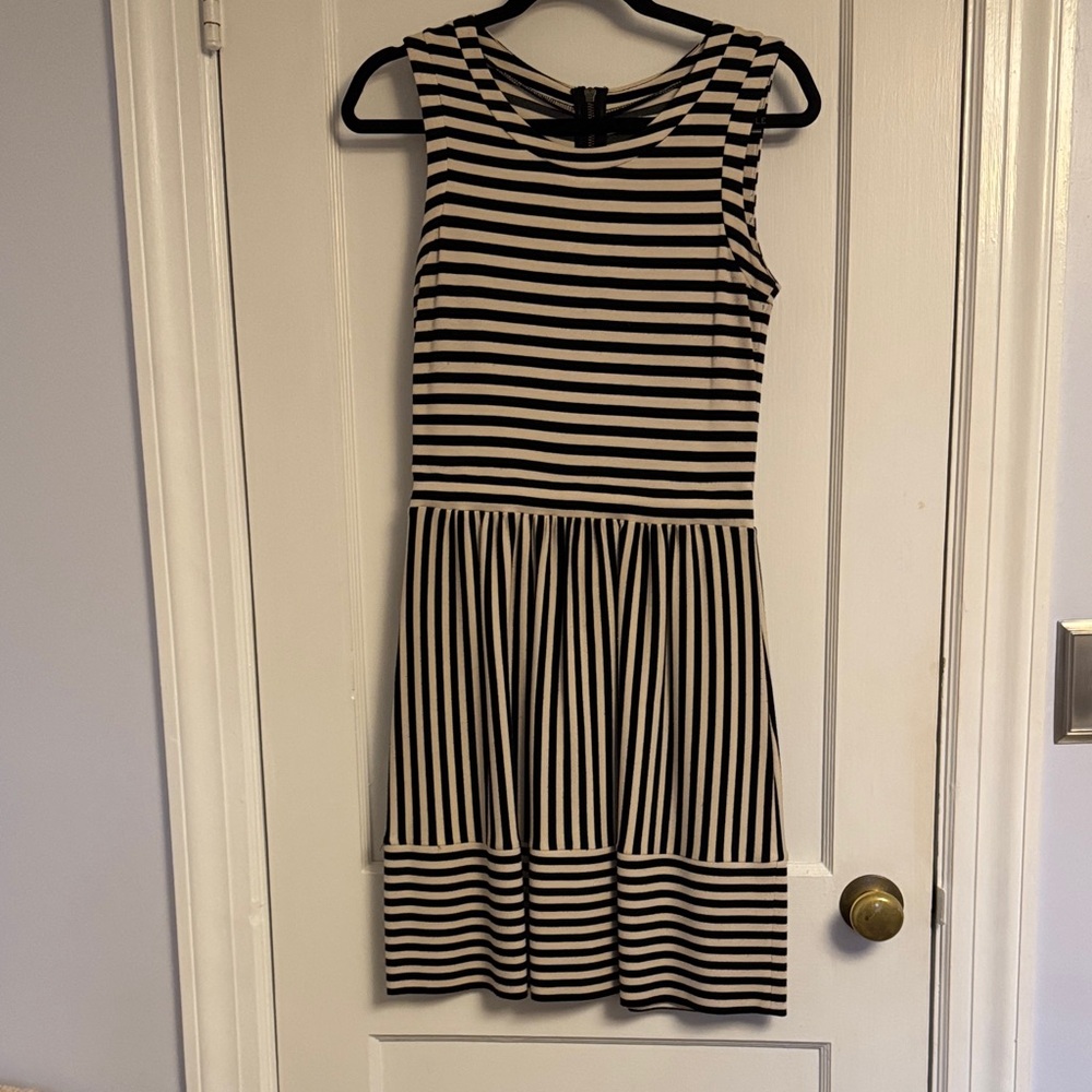 Black and White Striped Sleeveless Dress